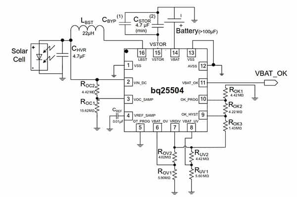 Texas Instruments bq25504 power management chip Texas Instruments bq25504 電源管理芯片示意圖
